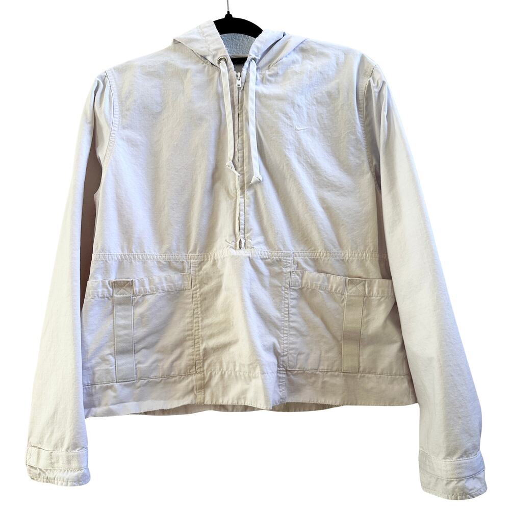 Nike Vintage Anorak Pullover Hoodie White Half Zip L
